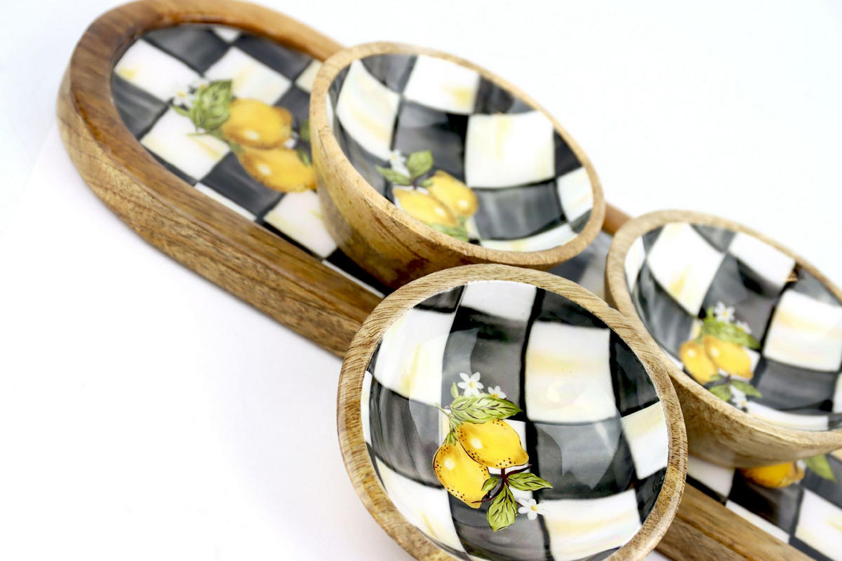 SCHALENENSEMBLE lemon bliss 4-tlg. - Naturfarben, Holz (33/2/12cm) - FURNARO