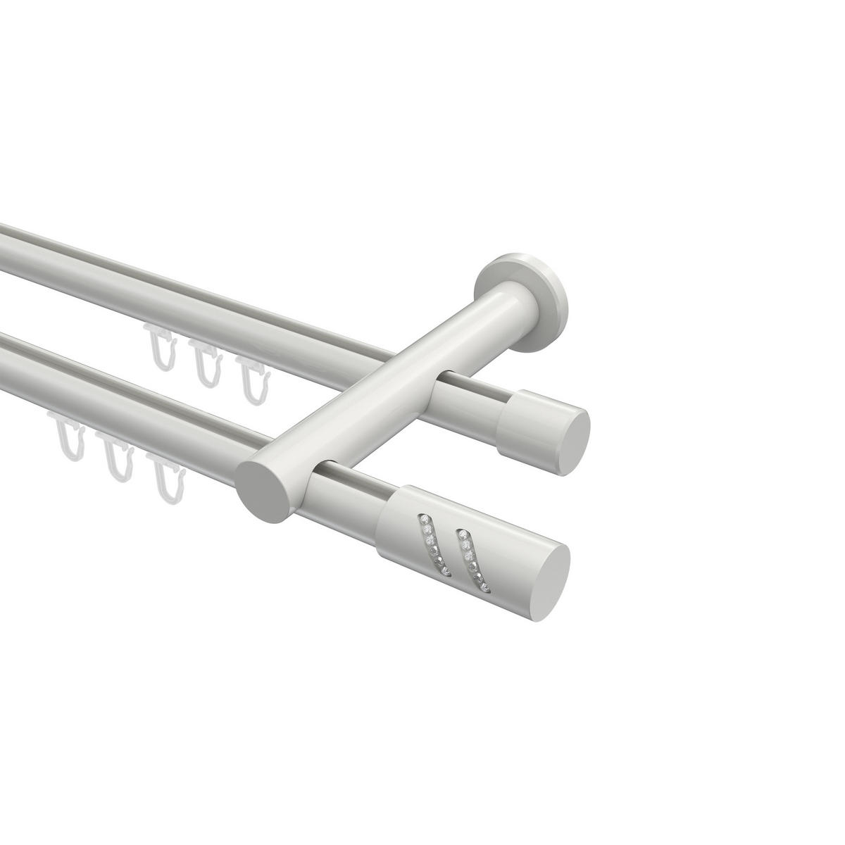 INNENLAUF-GARDINENSTANGEN-SET Platon Zoena 180 cm, 2-läufig, 20 mm Ø Weiß - Weiß, Metall (180cm) - INTERDECO