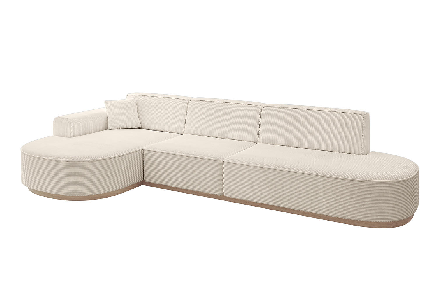 ECKSOFA Ottomane Links MARI-L2-v1 - 328x171x83 cm Beige Cord - Beige, Holzwerkstoff/Textil (328/171cm) - ALTDECOR