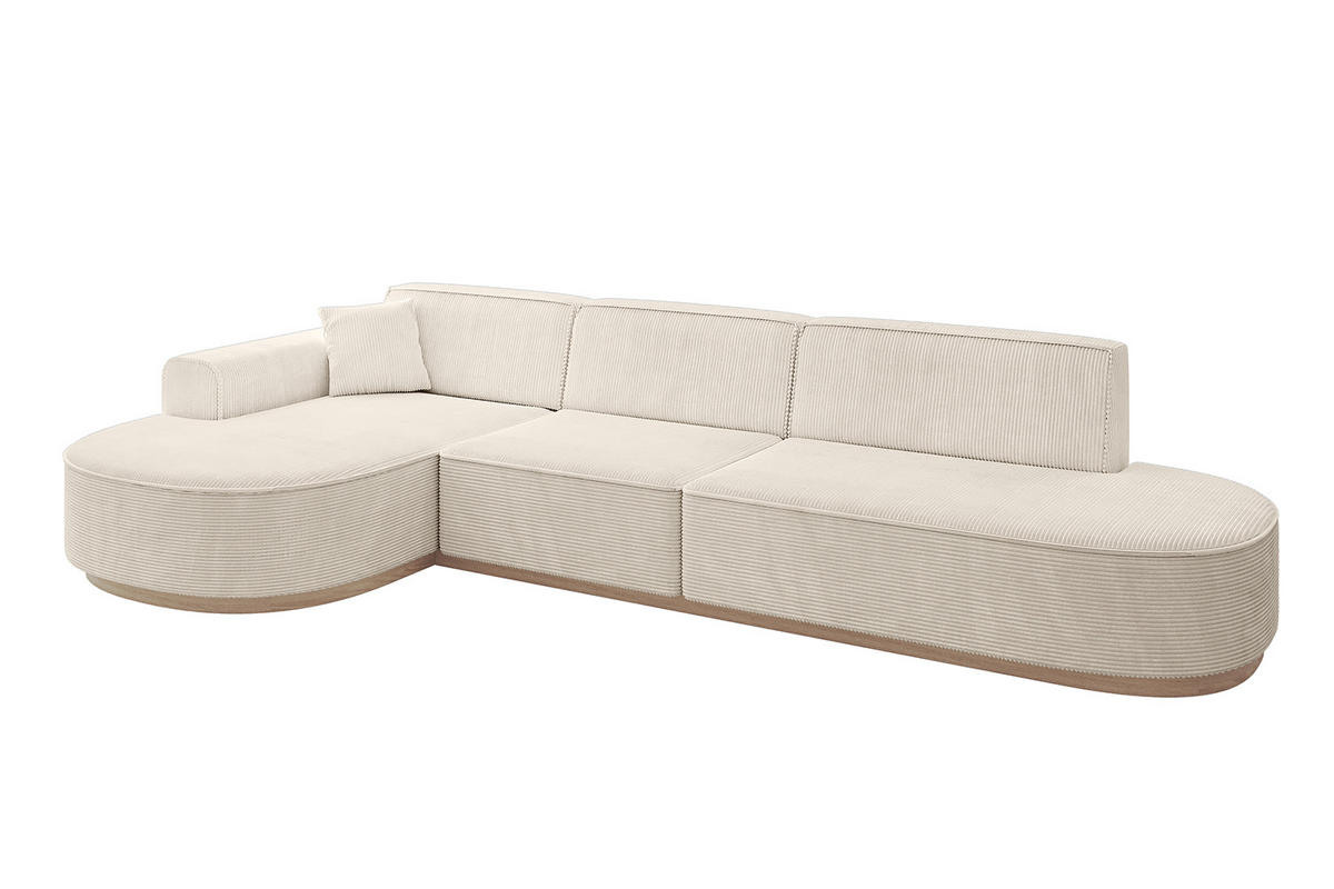 ECKSOFA Ottomane Links MARI-L2-v1 - 328x171x83 cm Beige Cord - Beige, Holzwerkstoff/Textil (328/171cm) - ALTDECOR