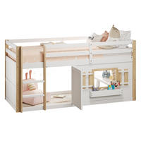 ETAGENBETT 90/200 cm in Weiß Kinderbett mit Leiter und Spielfläche aus Massivholz - Weiß, Holzwerkstoff (90/200cm) - STILVORA