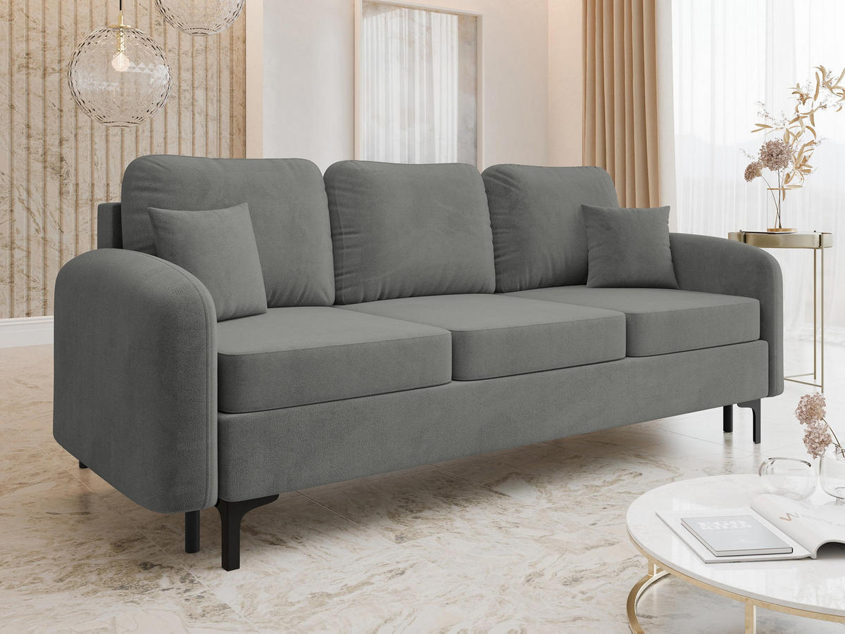 SCHLAFSOFA Venice - Schwarz/Grau, Holz/Textil (225/96/94cm) - MIRJAN24