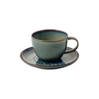 KAFFEETASSE MIT UNTERTASSE Crafted Breeze 170 ml 2er Set - Grün, Keramik (14.9/8.4/14.9cm) - like.Villeroy & Boch