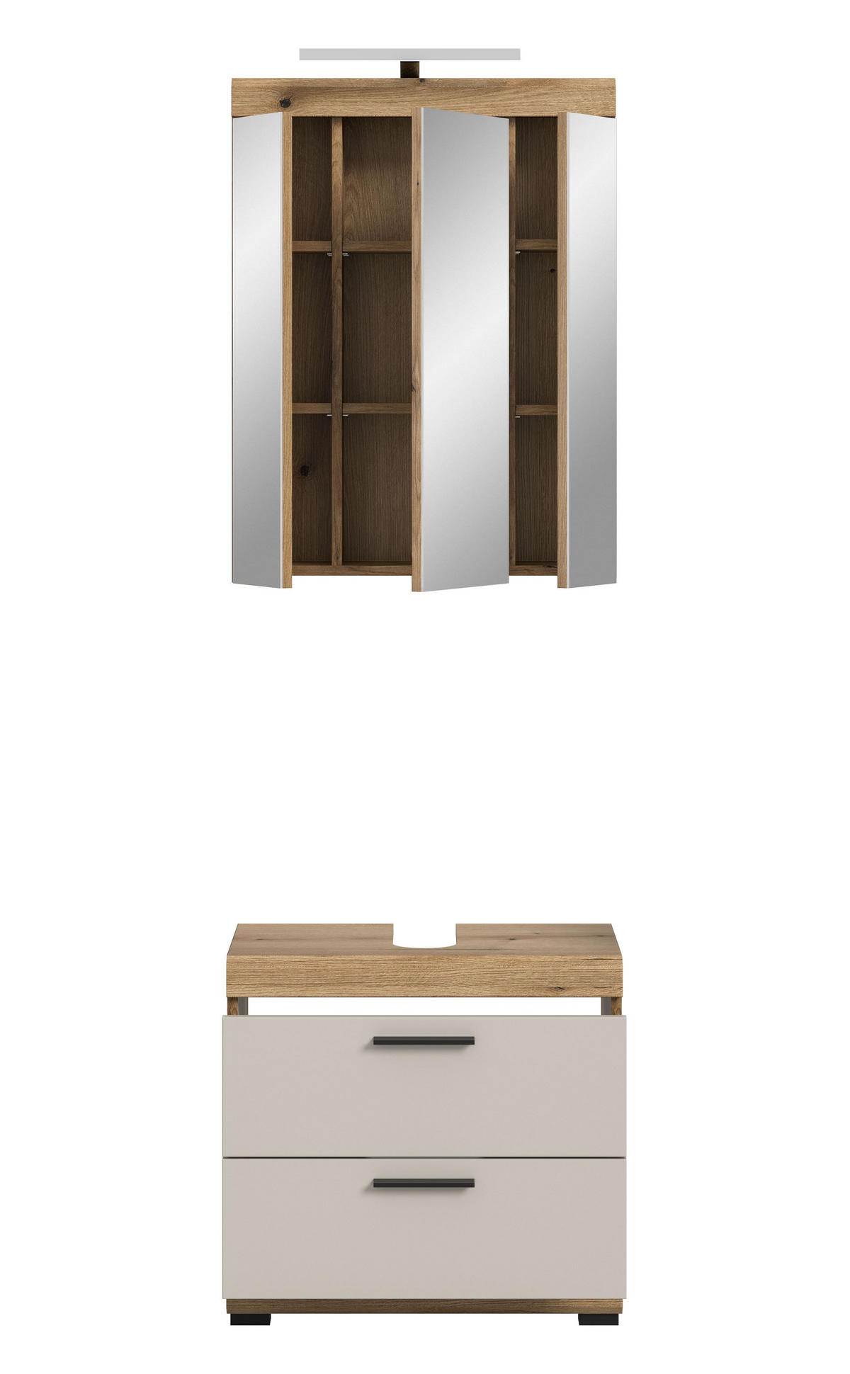 BAD-SET SCOUT 3-tlg. (B/H/T: ca. 60/191/34 cm) in Evoak Oak Nachbildung/- - Eiche Artisan, Holz (60/191/34cm)