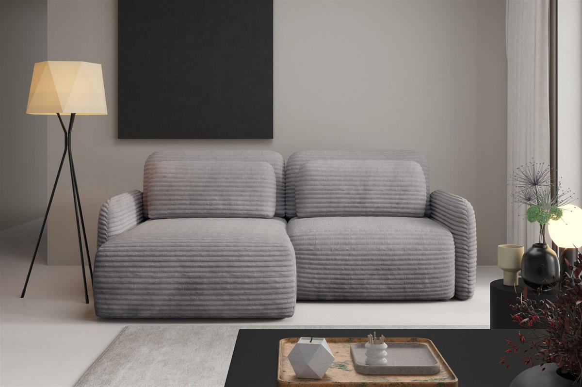 ECKSOFA Simone Mit Schlaffunktion - Grau, Holzwerkstoff/Textil (240/165cm) - Fun Möbel
