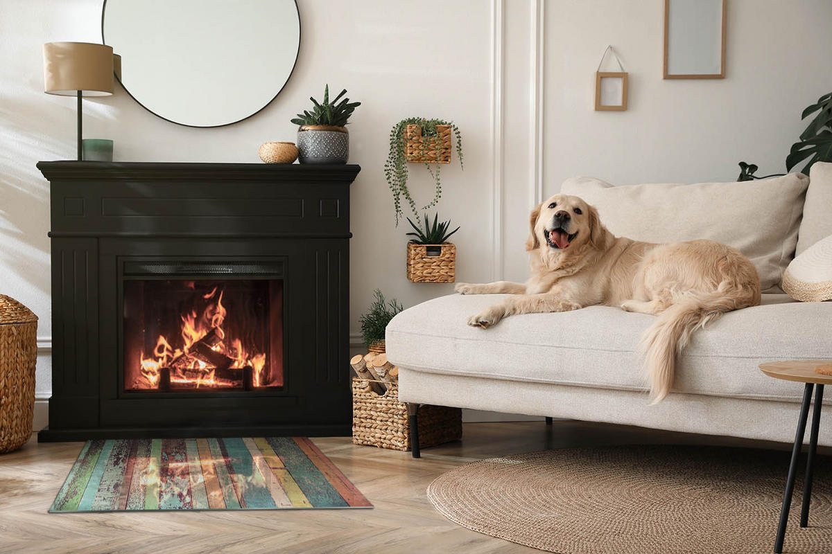 GLASPLATTE für Kamin 80x60 cm - Türkis, Glas (80/60/0.4cm) - TULUP