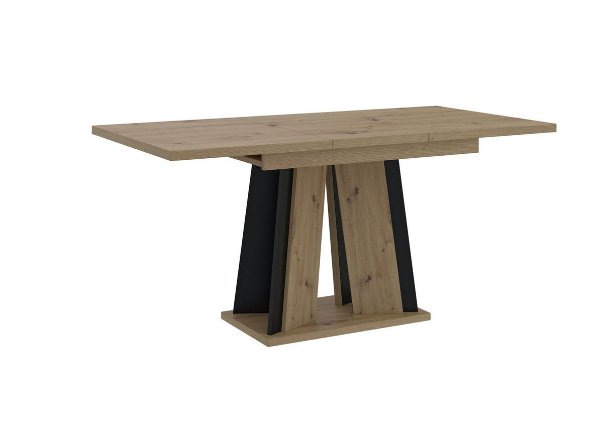 ESSTISCH Ausziehbar 120 - 160 cm Artisan Eiche Holzoptik und Schwarz - Schwarz/Eiche Artisan, Holzwerkstoff (120/80/75cm) - PROSPERO