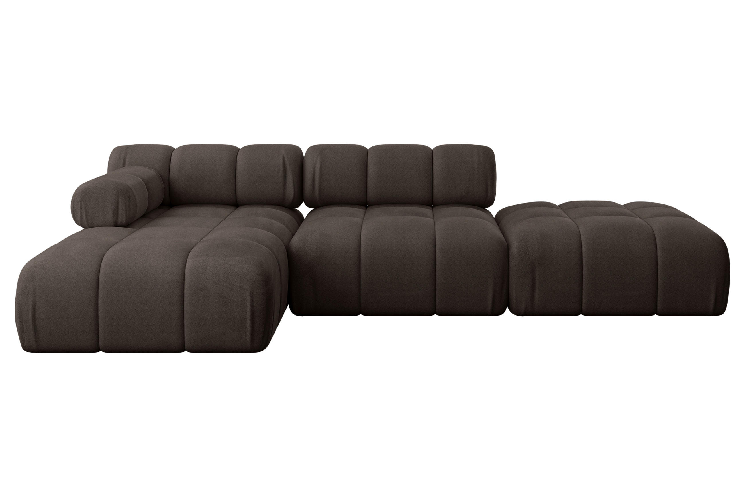 ECKSOFA modulares Sofa Lizur-L1 - 285x160x70 cm Braun Velours - Braun, Holzwerkstoff/Textil (285/160cm) - ALTDECOR