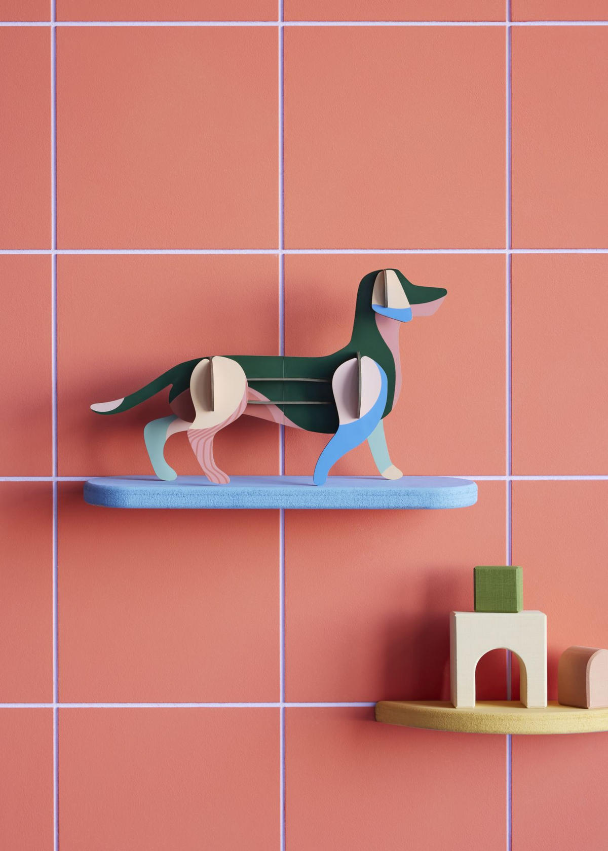 WANDSKULPTUR Bunt 6,5/22 cm - Multicolor, Wellpappe (6.5/22/22cm) - KUNSTLOFT