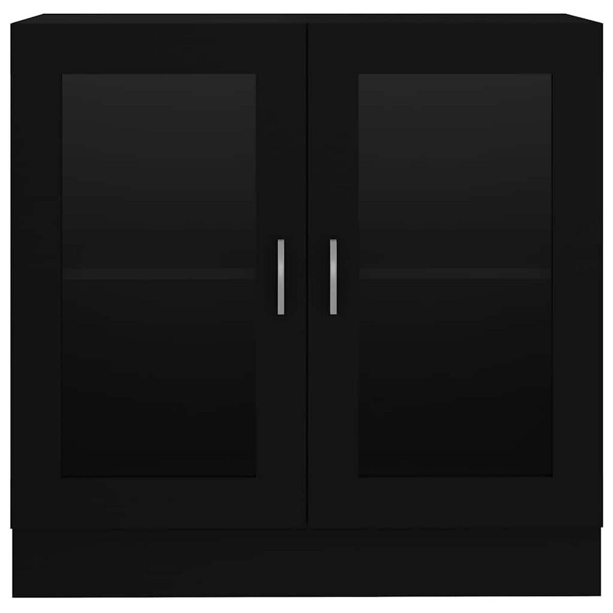 VITRINENSCHRANK mit 2 Fächern, 2 Glastüren 82,5/30,5/80 cm aus Holzwerkstoff Schwarz - Schwarz, Holz (82.5/80/30.5cm) - vidaXL