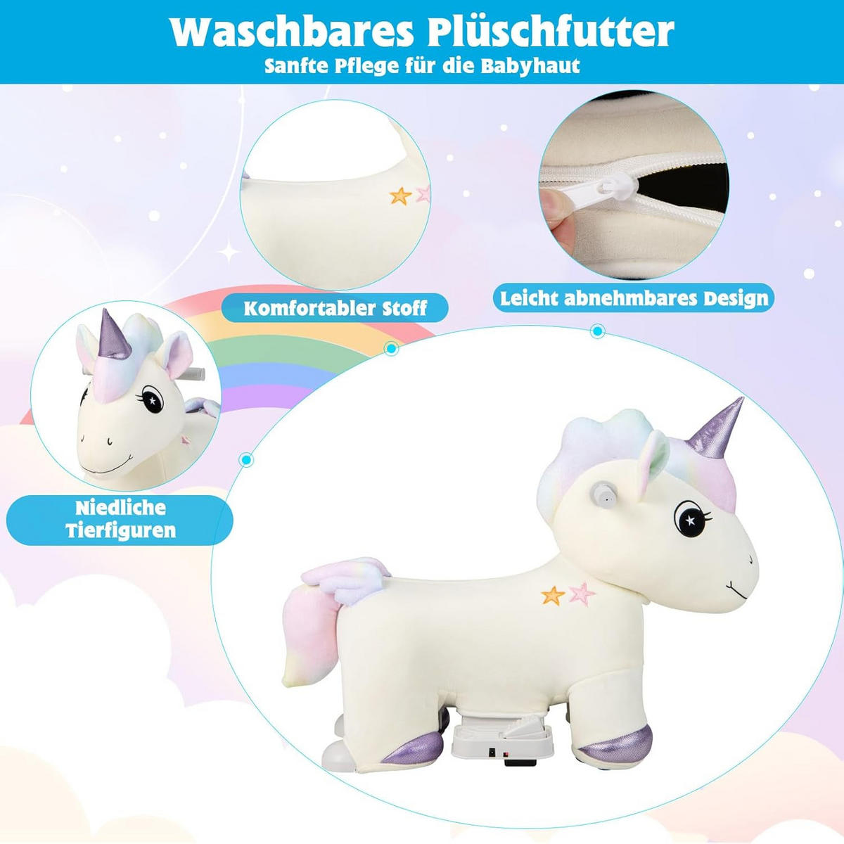 ELEKTROAUTO 6V Kinder Weiß - Weiß, Kunststoff (33.5/56/72cm) - COSTWAY