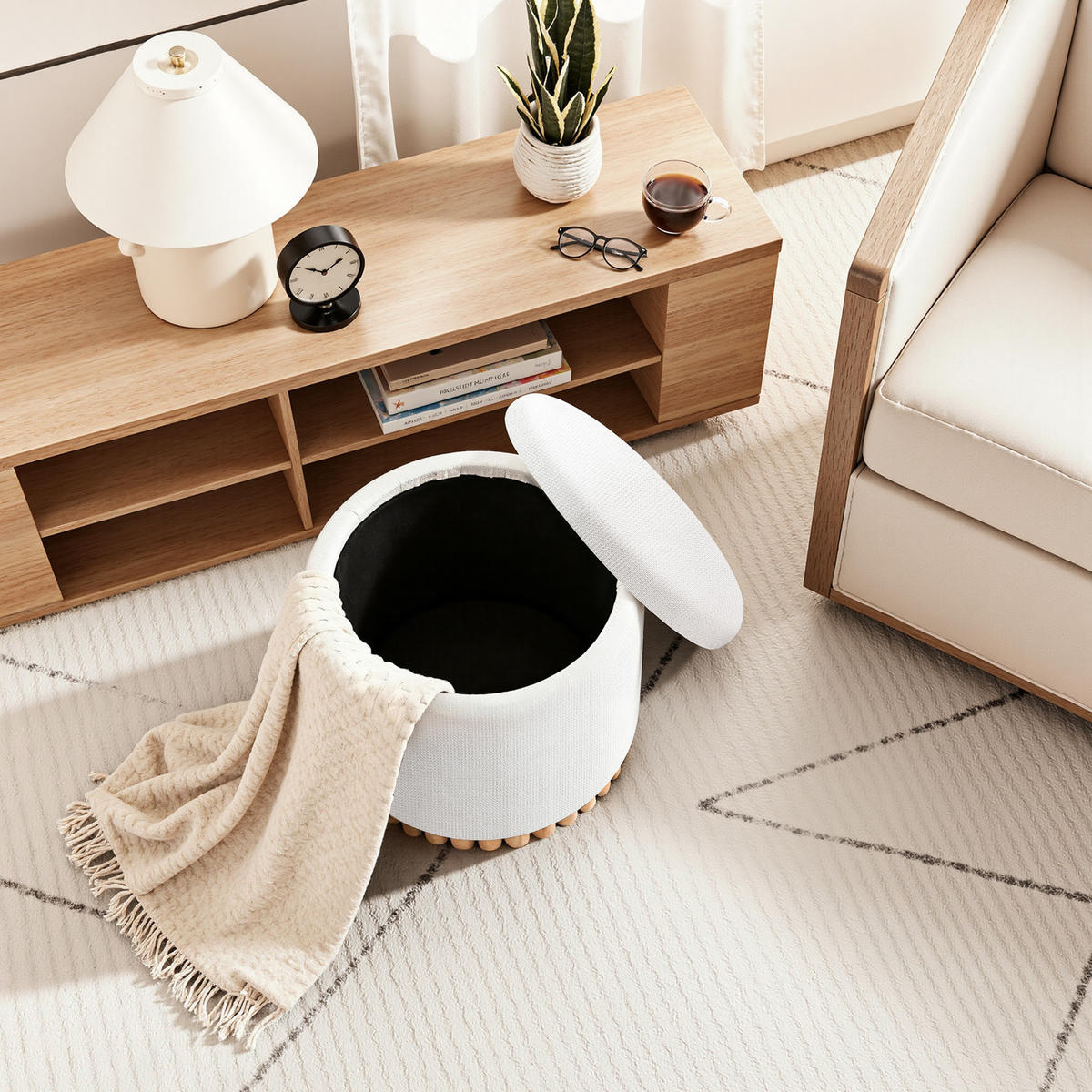 HOCKER mit Stauraum Weiß - Weiß, Holz/Holzwerkstoff (46/46/46cm) - Hometopia