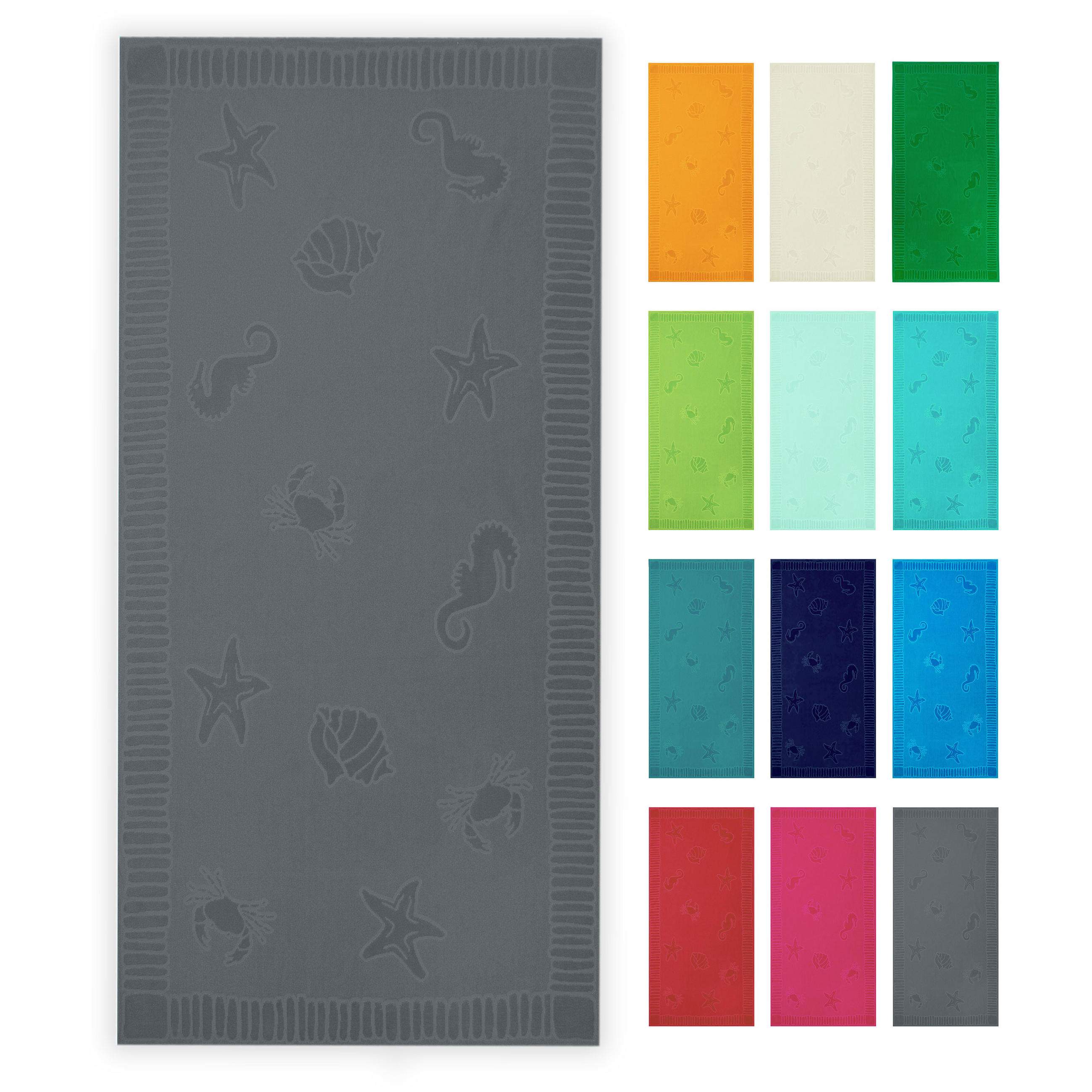 STRANDTUCH, 100x200 cm, 100% Baumwolle, Grau - Anthrazit, Textil (100/200cm) - Zollner