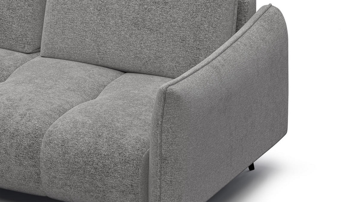 ECKSOFA AERA 5-Sitzer links, platingrau - Schwarz/Grau, Holz/Textil (268/206cm) - Courtois Laville