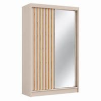 KLEIDERSCHRANK Lumil 120 cm Kaschmir Spiegel Griffe silber - Kaschmir, Holzwerkstoff (120/216/61cm) - KS Home Concept