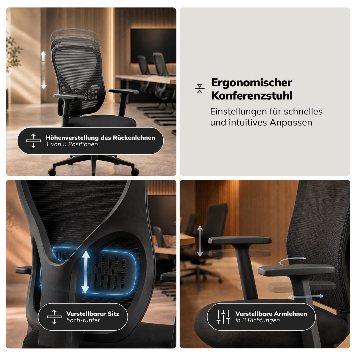 BÜROSTUHL ORBIT - Schwarz, Textil (52/109.5/47.5cm) - Jan Nowak