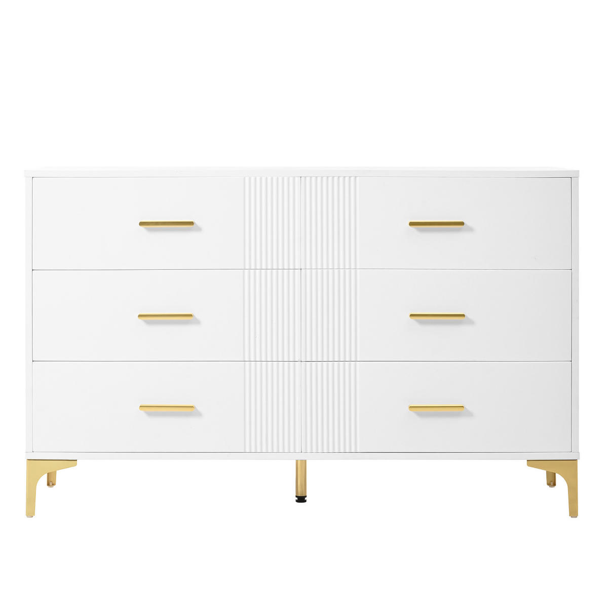 KOMMODE aus MDF 120x40x76 cm Weiß mit 6 Schubladen und Kippsicherung - Weiß, Holzwerkstoff (120/76/40cm) - IVMEU