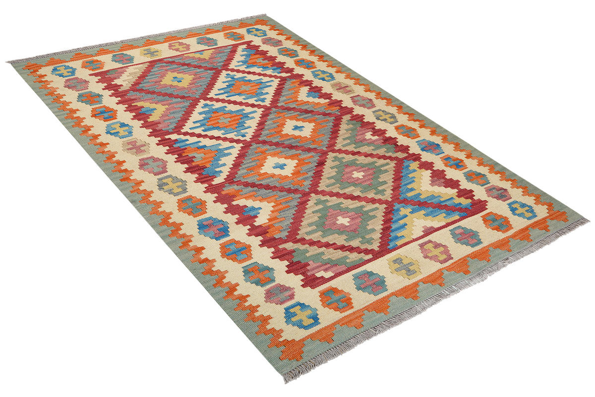 HANDWEBTEPPICH Kelim Gashgai Rot 191/131 cm Schurwolle - Rot, Textil (131/191cm) - Looma