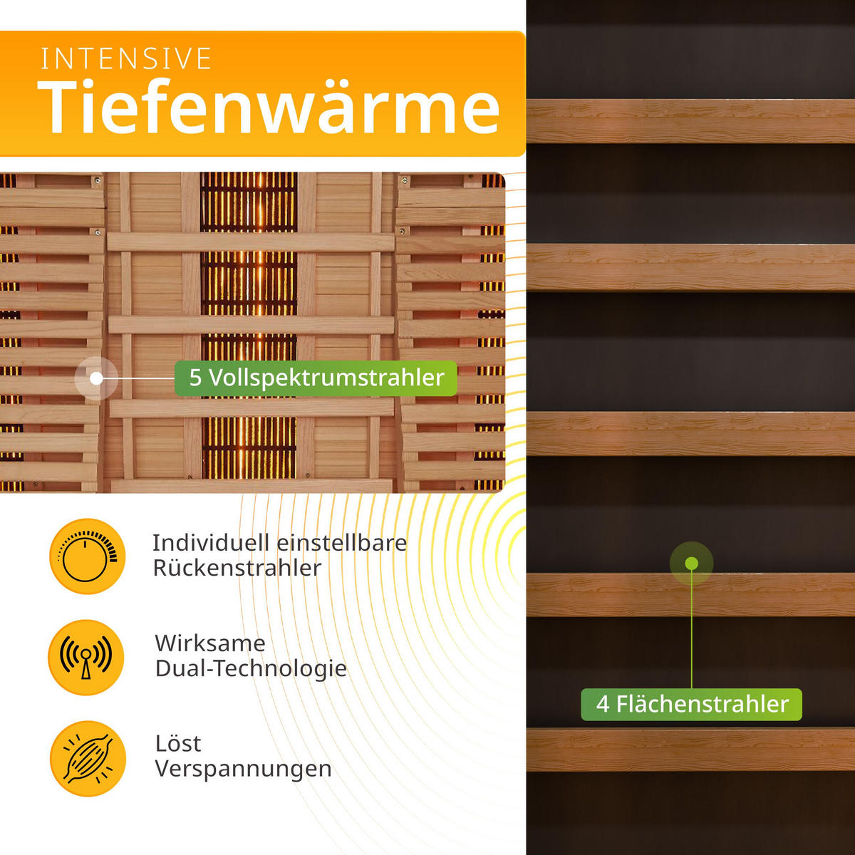 INFRAROTKABINE Helsinki 150 mit Dual-Technologie & Hemlockholz - Naturfarben, Holz (150/190/150cm) - Artsauna