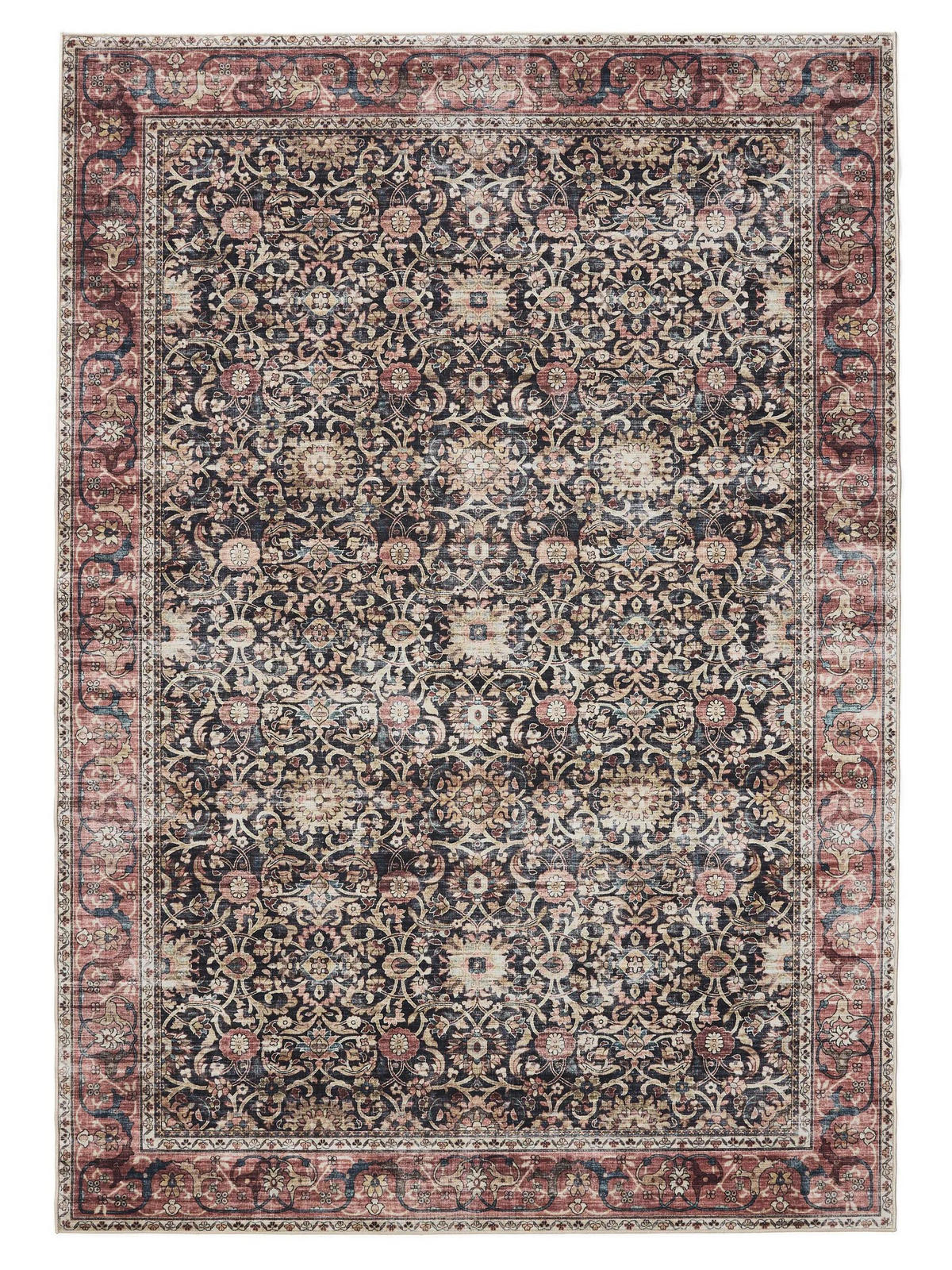 VINTAGE-TEPPICH George waschbar 60x120 cm - Rot/Multicolor, Kunststoff (60/120cm) - benuta