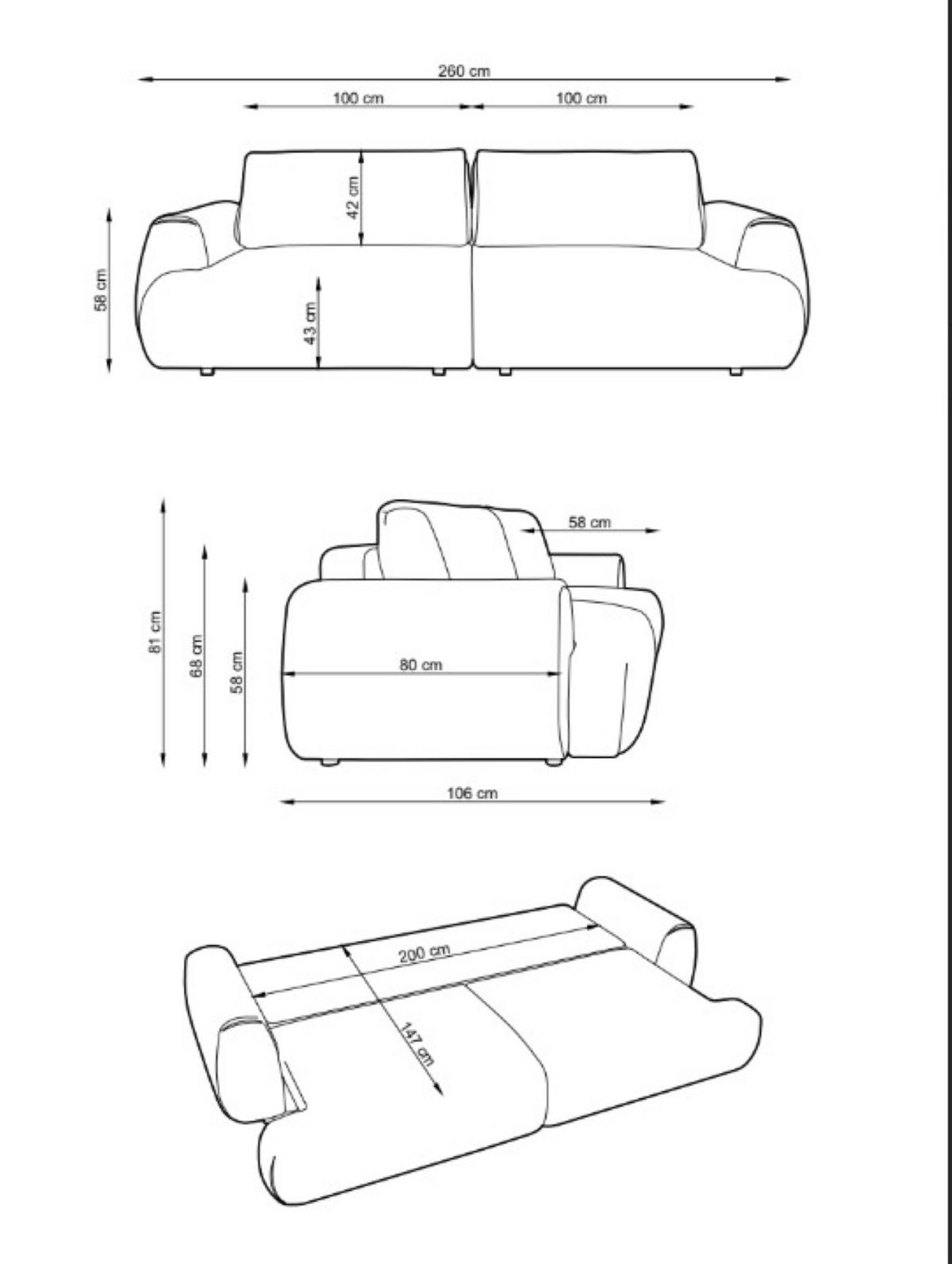 BETTSOFA ZEST Gelb Chenille-Stoff mit Schlaffunktion - Gelb, Textil (106/81/260cm) - MASSENO