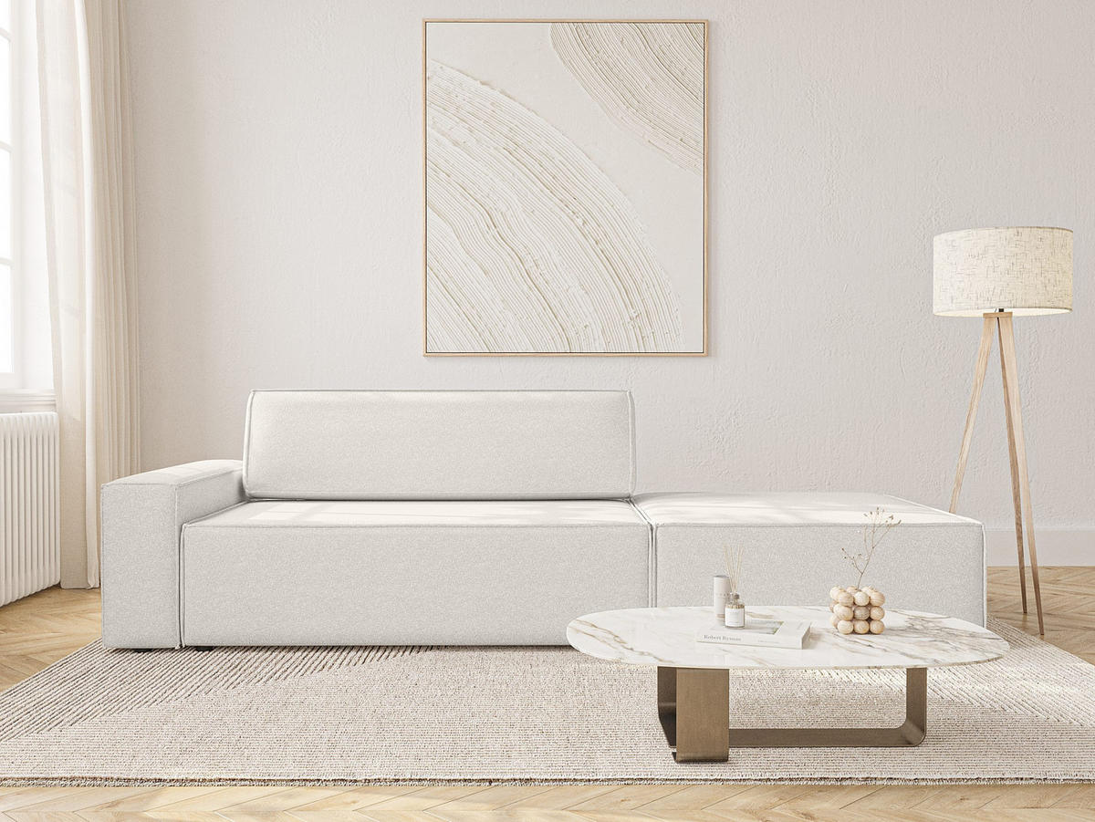 SCHLAFSOFA Lummo Si mit Schlaffunktion, Cremeweiß - Weiß, Textil (263/70/100cm) - Fedve