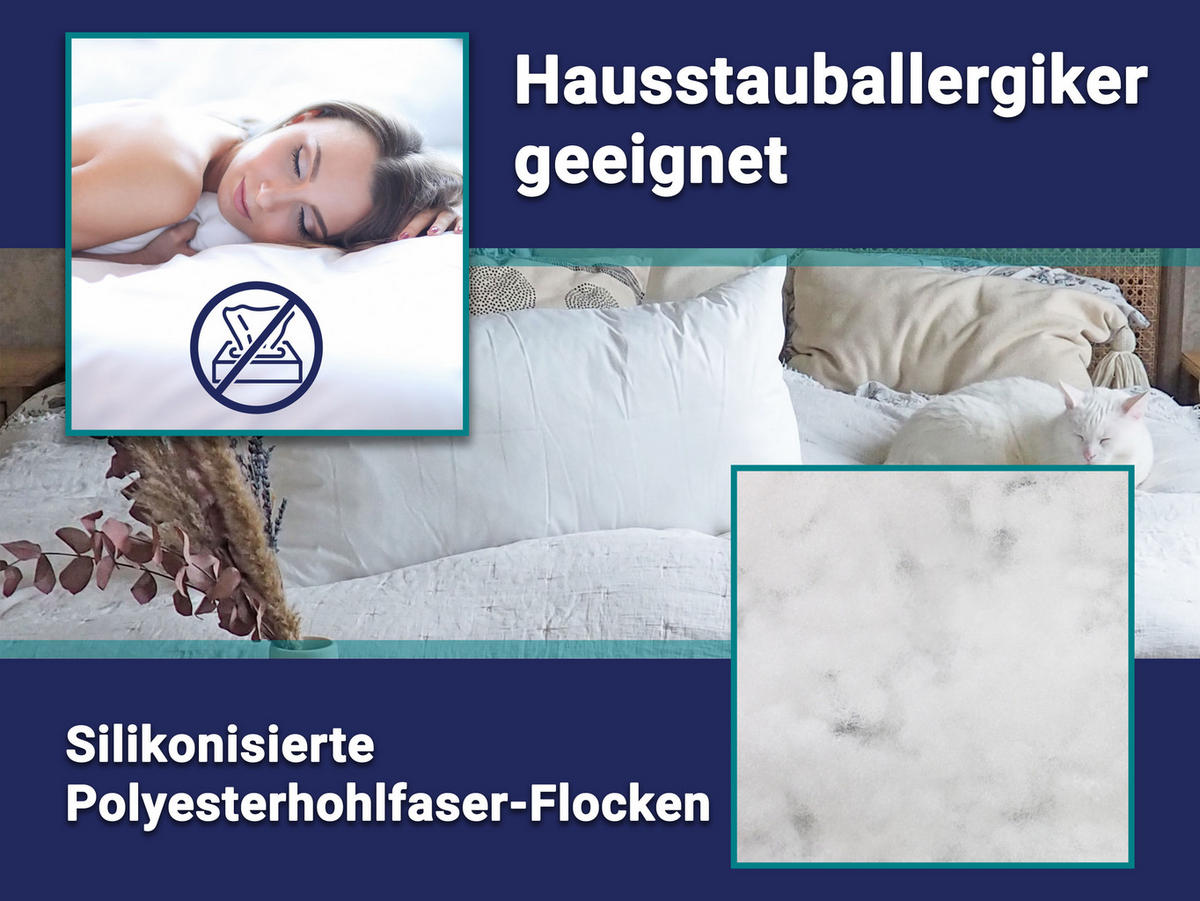 KOPFKISSEN, 40x80 cm, 65% Polyester, 35% Baumwolle, Weiß - Weiß, Textil (40/80cm) - Zollner