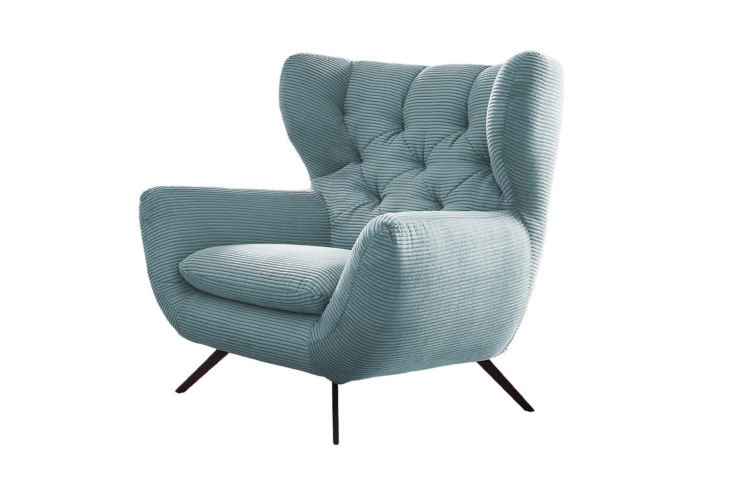 SESSEL CHARME Hellblau - Schwarz/Hellblau, Textil/Metall (100/106/95cm) - KAWOLA
