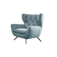 SESSEL CHARME Hellblau - Schwarz/Hellblau, Textil/Metall (100/106/95cm) - KAWOLA