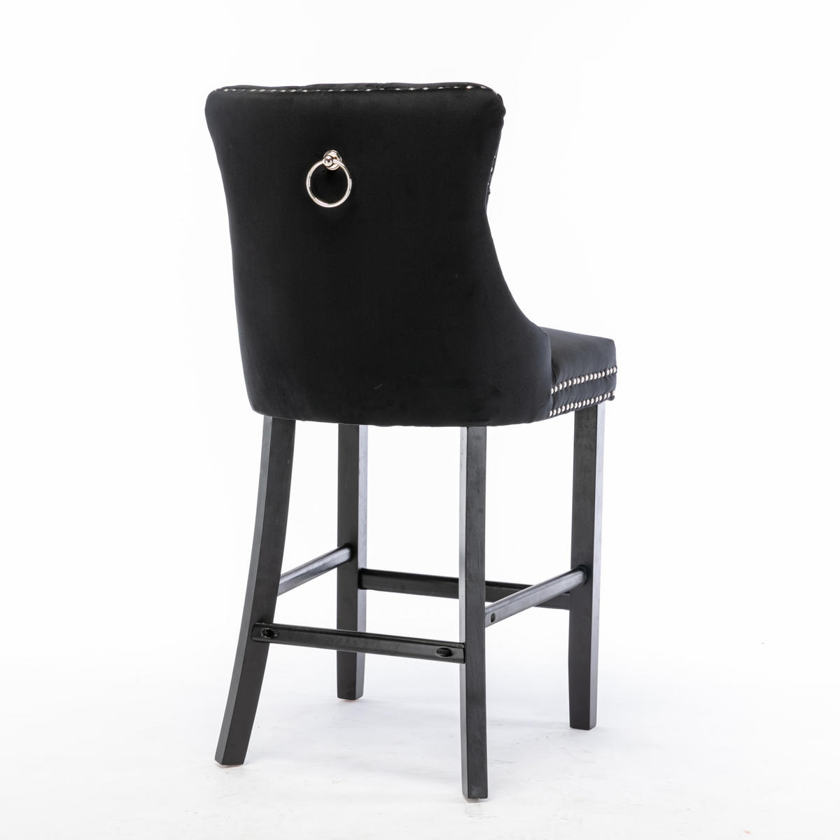 BARHOCKER 2er-Set aus Samt mit Holzbeinen, Schwarz - Schwarz, Textil (60/103/50cm)