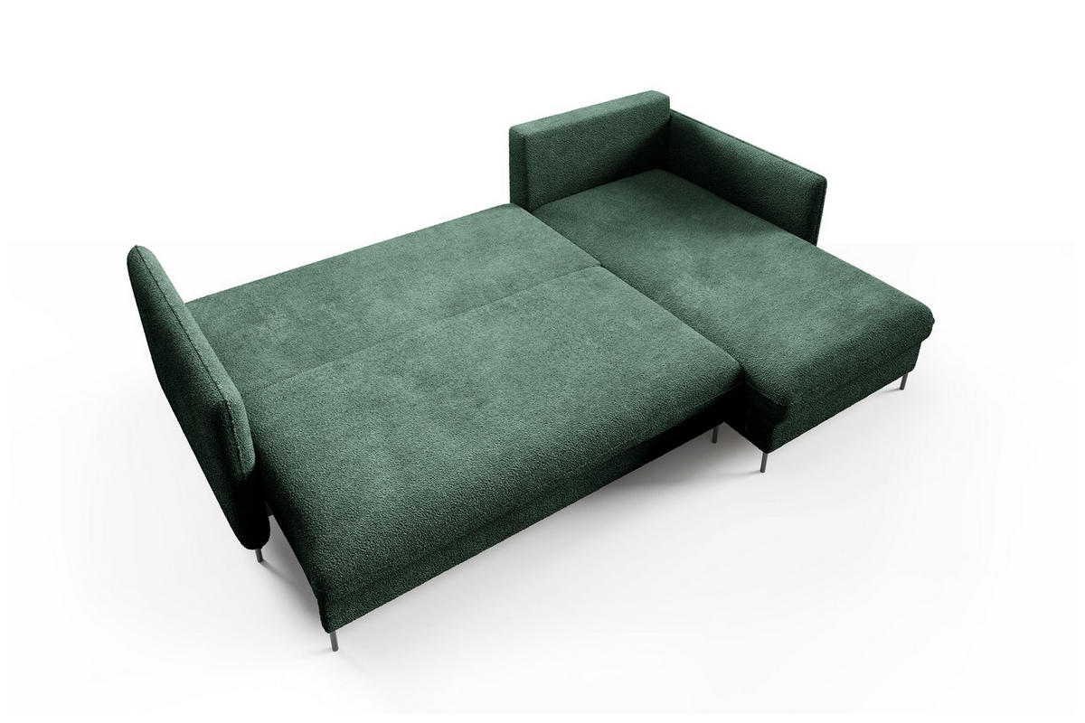 ECKSOFA Belis Boucle in Grün, Schlafsofa - Grün, Holzwerkstoff/Textil (216/165cm) - Bettso