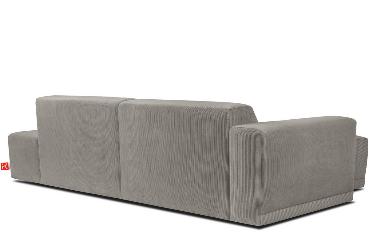 ECKSOFA-LINKS MUDI in moderner Optik mit hochwertigem Kaltschaum, Cord-Stoff, hellgrau - Hellgrau/Schwarz, Textil (280/160cm) - KONSIMO®
