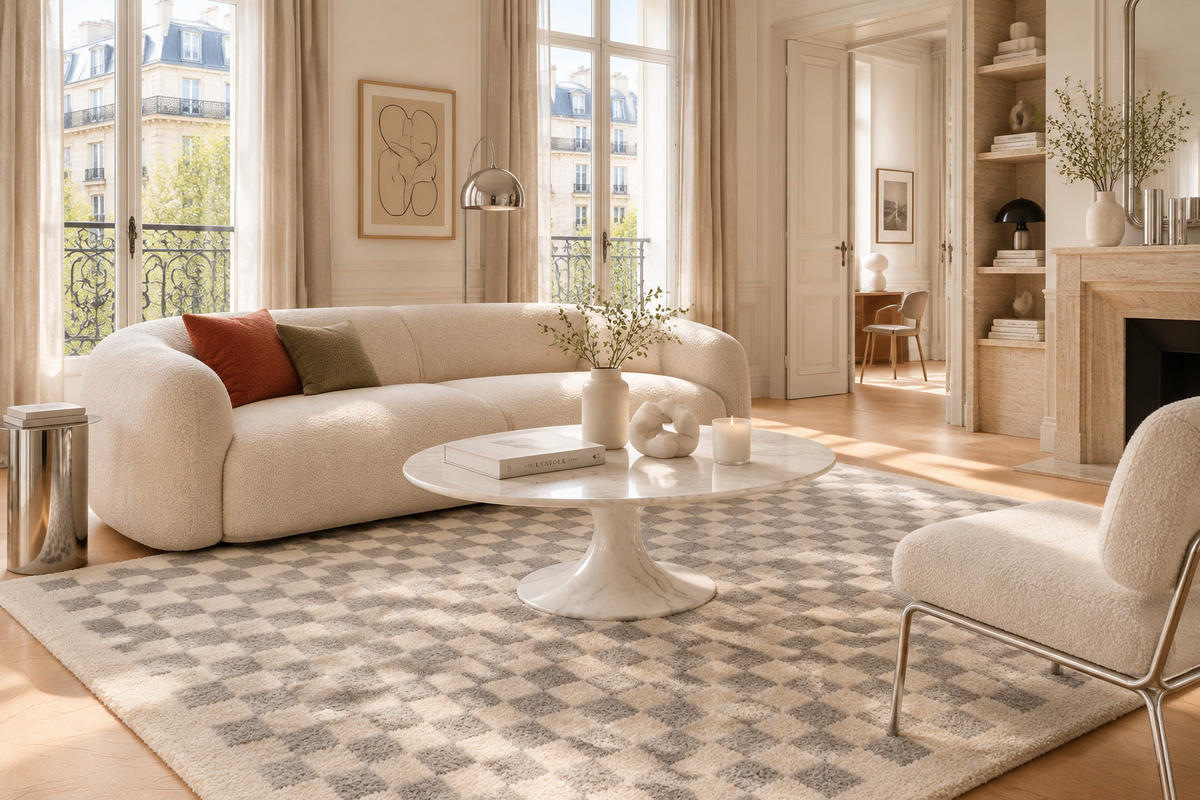 TEPPICH kariert langflorig weich voluminös grau - Grau, Textil (200/290cm) - AFK Living