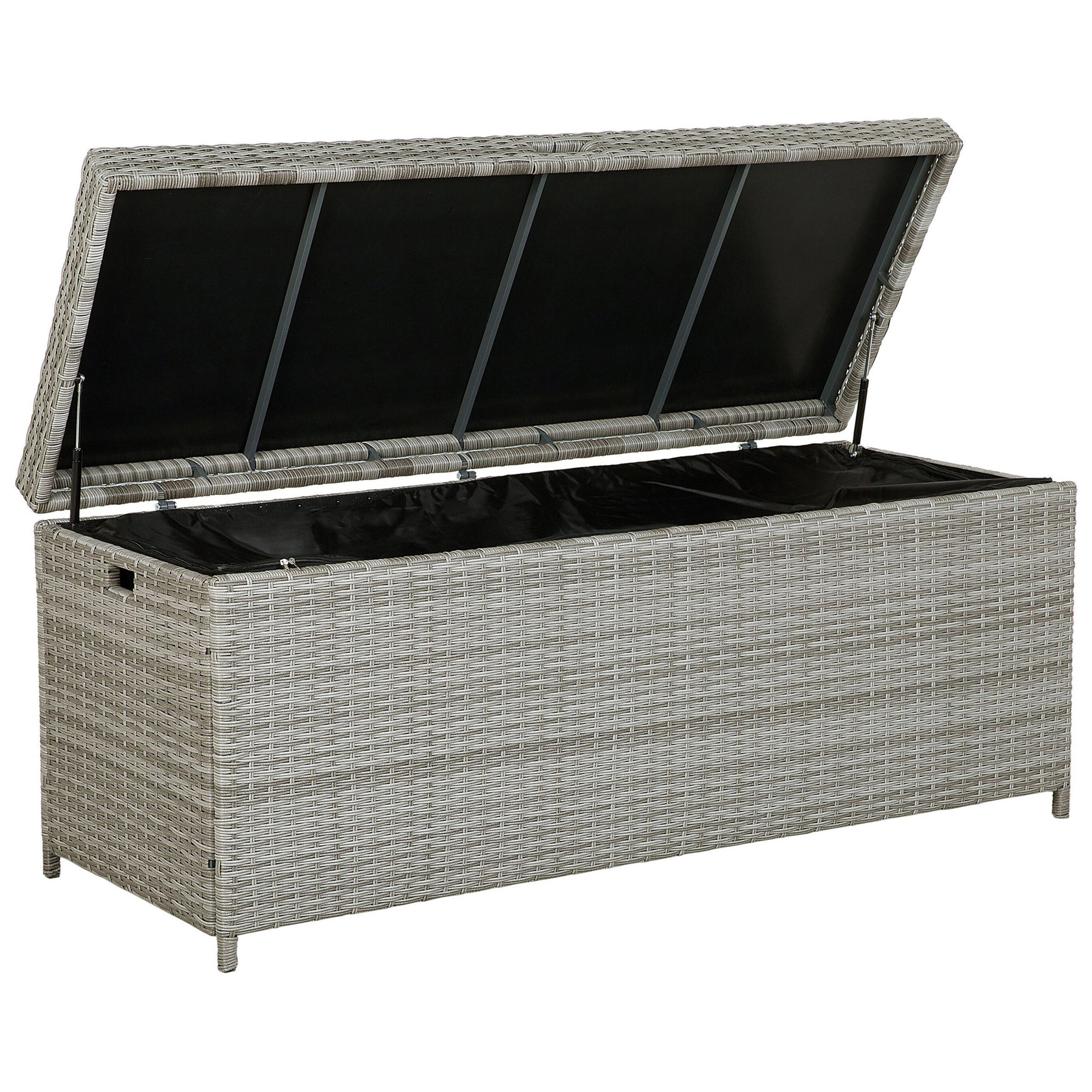 AUFLAGENBOX Rattan grau 158/63 cm Modena - Grau, Kunststoff (158/66/63cm) - Beliani