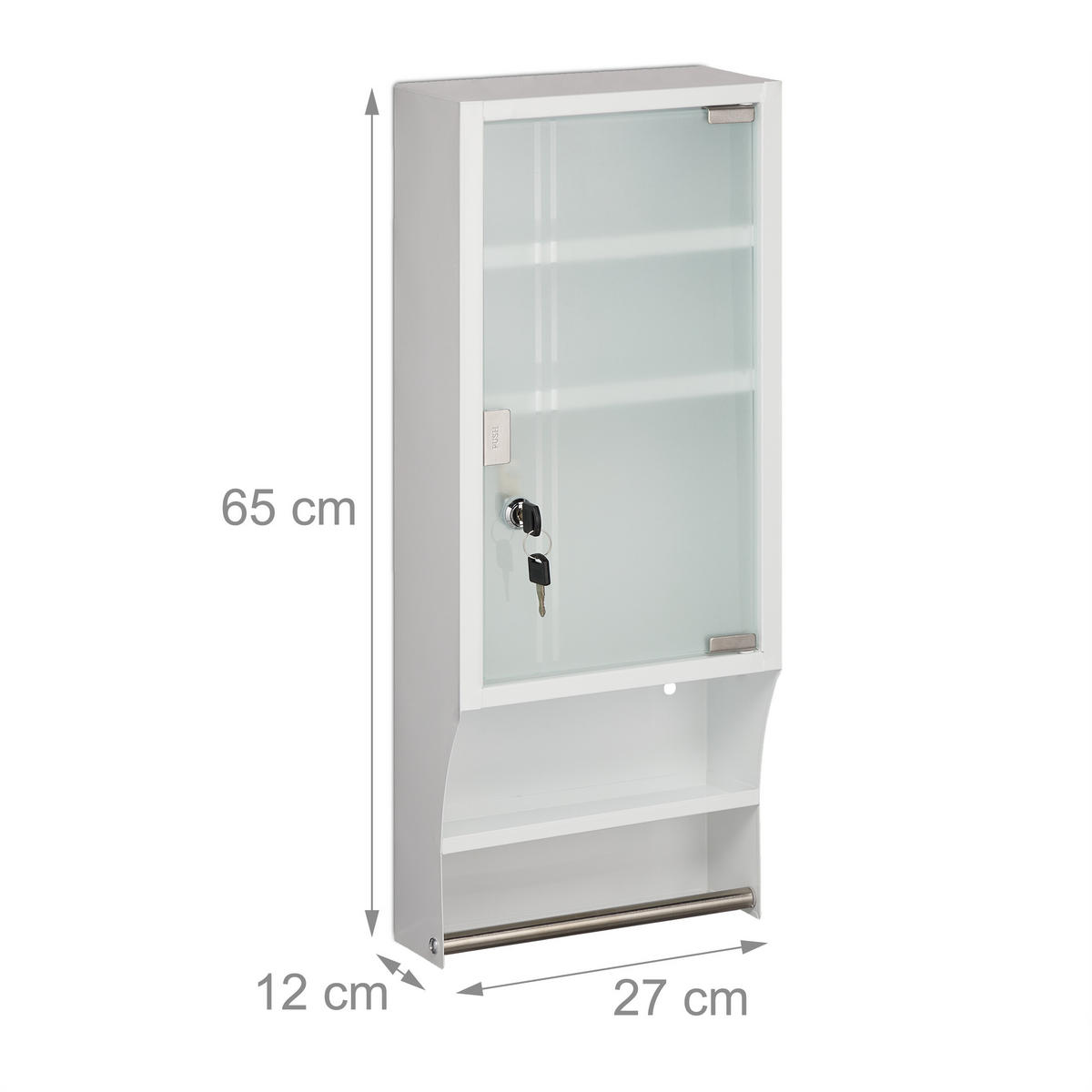 MEDIZINSCHRANK - Multicolor, Glas/Metall (27/65/12cm) - Relaxdays