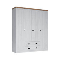 SCHRANK 4 Türen Léandre Weiß und Holz - Weiß, Holzwerkstoff (170.7/198.1/53.3cm) - Petits-meubles