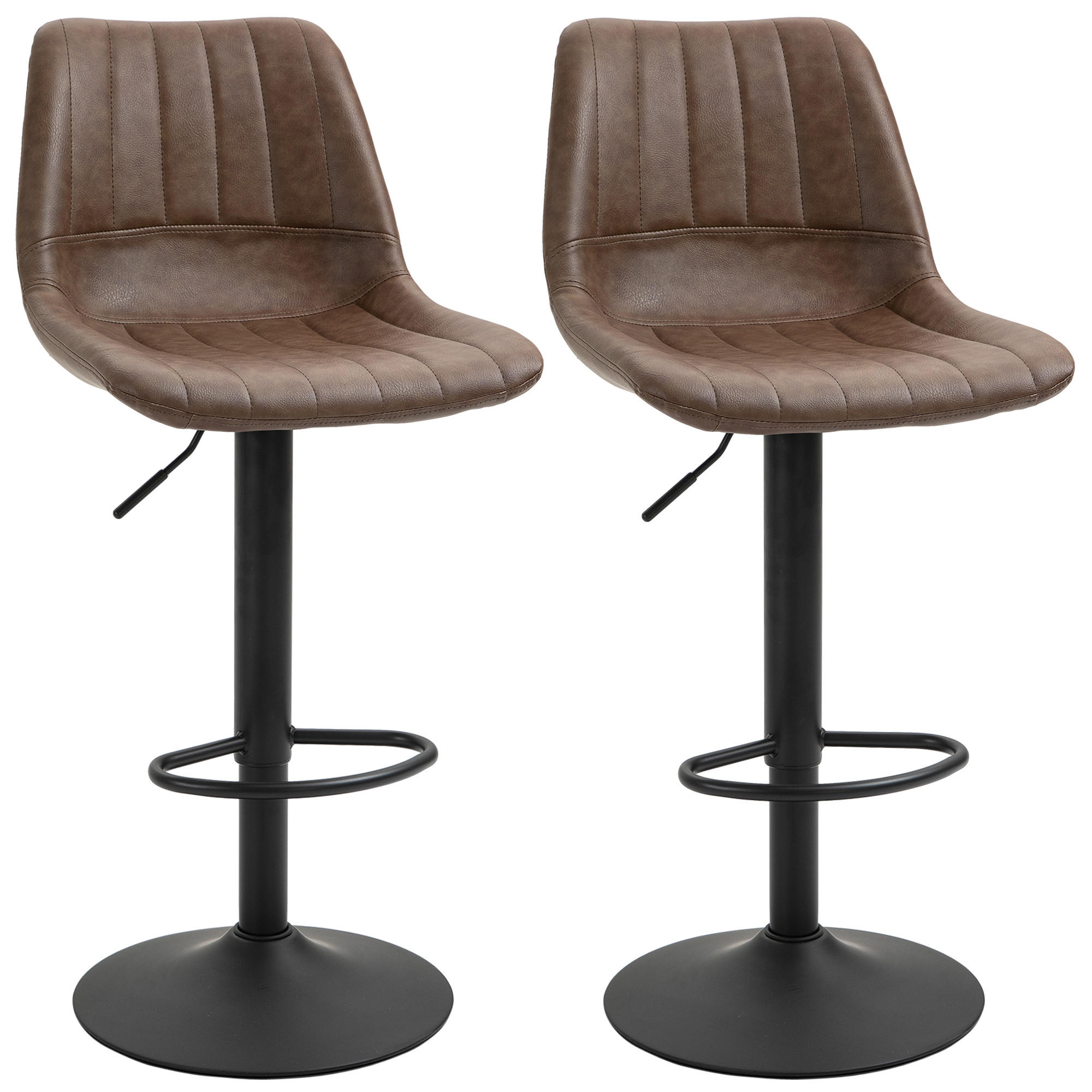 BARHOCKER, Kunstleder, Stahl, Braun - Braun, Kunststoff (49.5/111/43cm) - HOMCOM