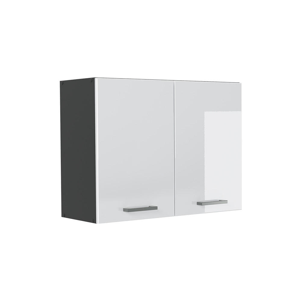 KÜCHENGLASSCHRANK R-Line, Weiß Hochglanz/Anthrazit, 80 cm - Weiß Hochglanz/Anthrazit, Holzwerkstoff (80/60/31cm) - Vicco