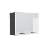 KÜCHENGLASSCHRANK R-Line, Weiß Hochglanz/Anthrazit, 80 cm - Weiß Hochglanz/Anthrazit, Holzwerkstoff (80/60/31cm) - Vicco