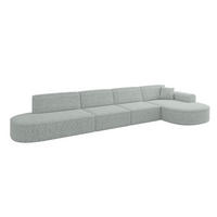 ECKSOFA Ottomane Rechts MARI-L3 - 413x171x79 cm Grün Tissu - Wildeiche/Schwarz, Holzwerkstoff/Kunststoff (171/413cm) - ALTDECOR