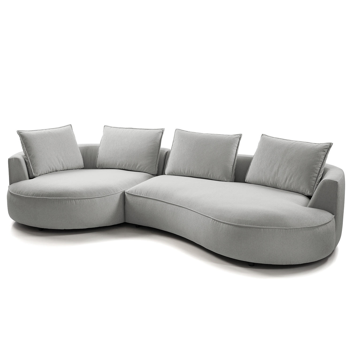 BIGSOFA - Hellgrau, Kunststoff/Textil (322/82/154cm) - home24