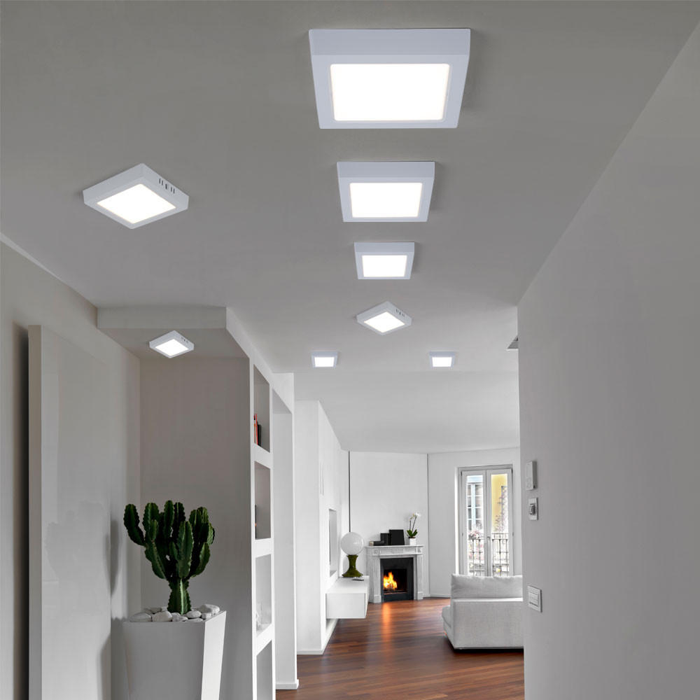 LED DECKENLEUCHTE Aufbau Weiß 8er Set - Weiß, Metall (16.7/16.7/3.1cm)