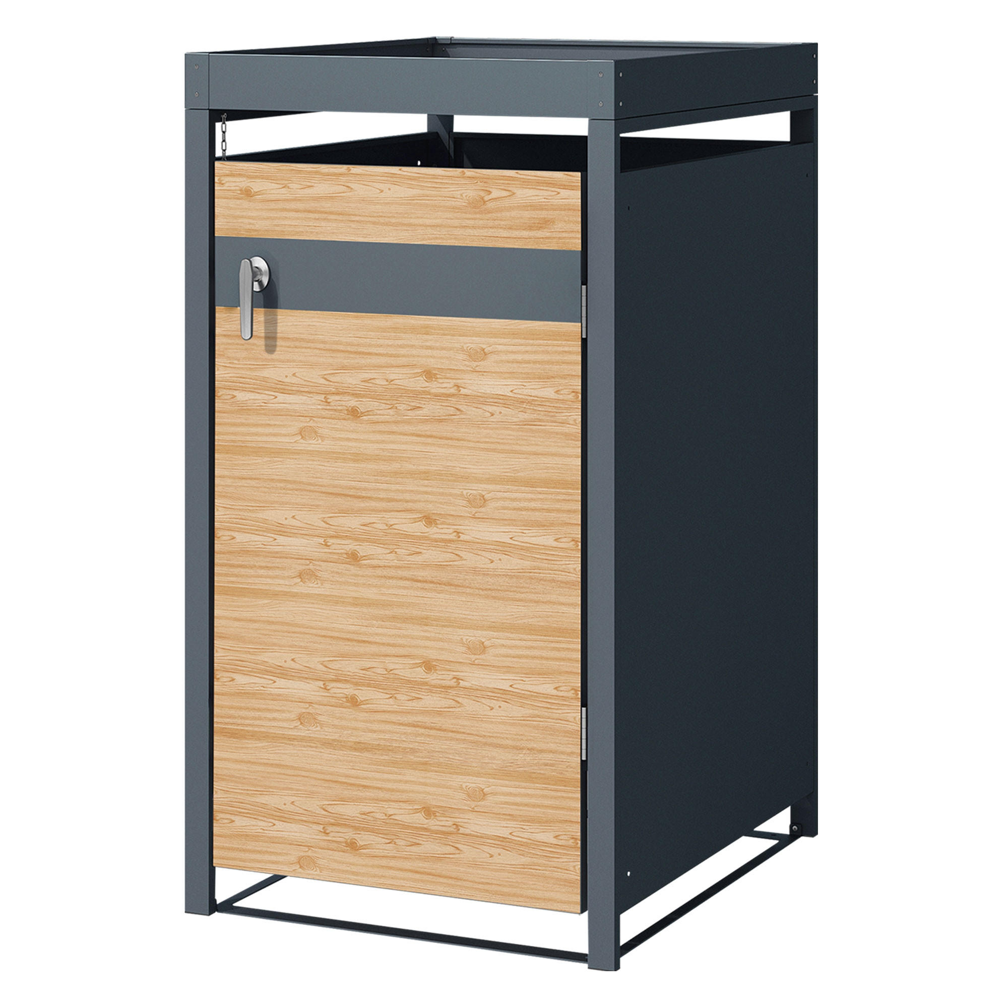 MÜLLTONNENBOX 1er mit Pflanzdach Anthrazit-Lärchenoptik - Hellbraun, Metall (80/124/68cm) - ML-DESIGN