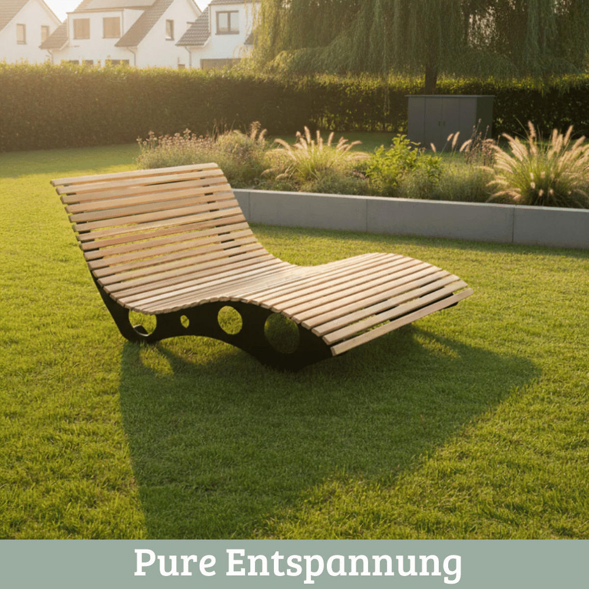 WELLENLIEGE Doppelliege MARTEN Massivholz Waldsofa - Braun, Holz (148/105/152cm) - DELUKE