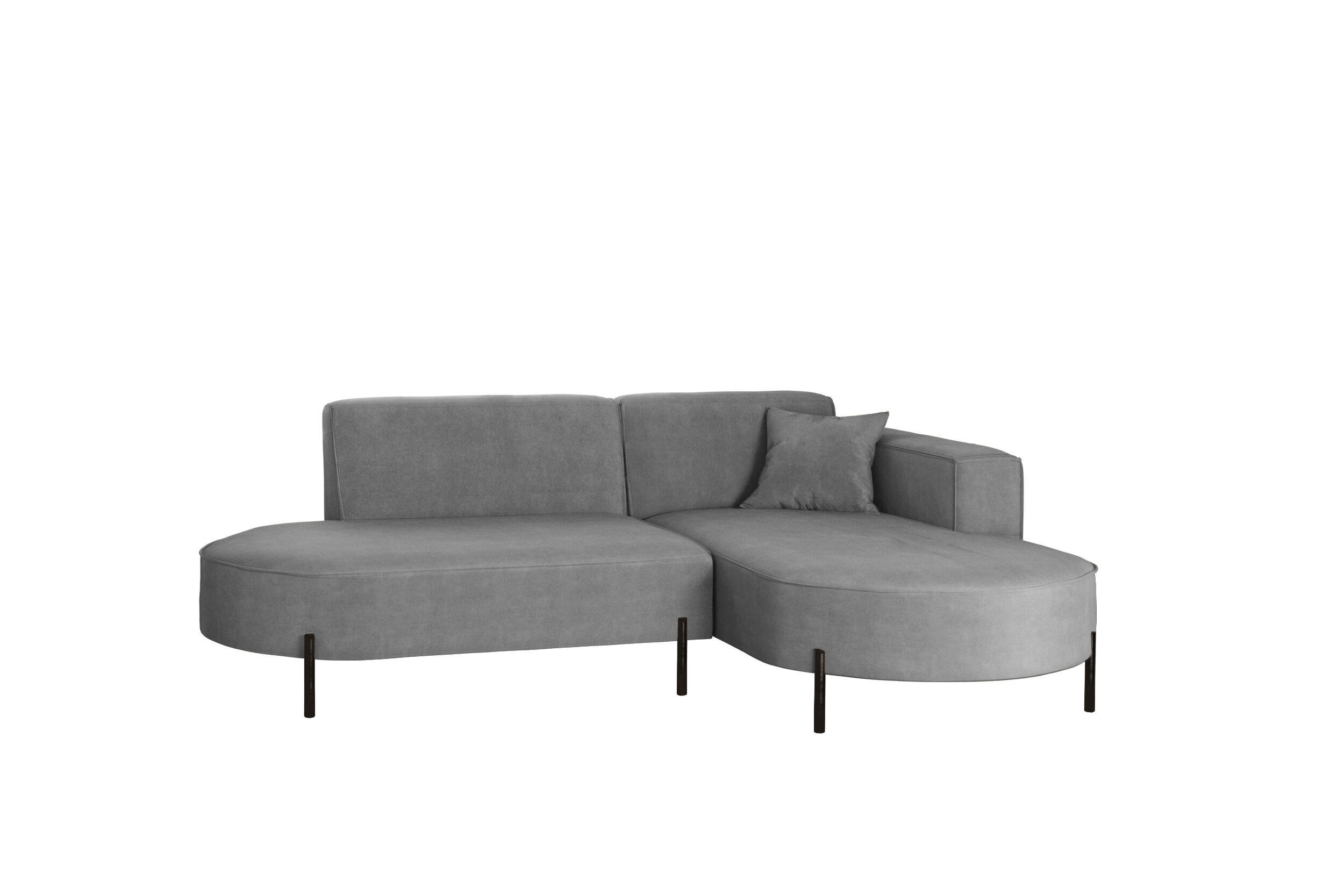 ECKSOFA L-Form Designer Modena Rein Stoff Noel Aschgrau Rechts - Grau, Holz/Textil (236/165cm) - Kaiser Möbel