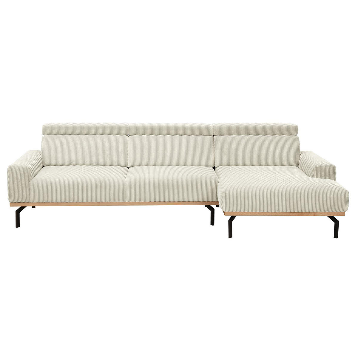 SOFA mit Longchair rechts Katrien Cordstoff creme - Creme, Kunststoff (135/280cm) - 58aufmkessel