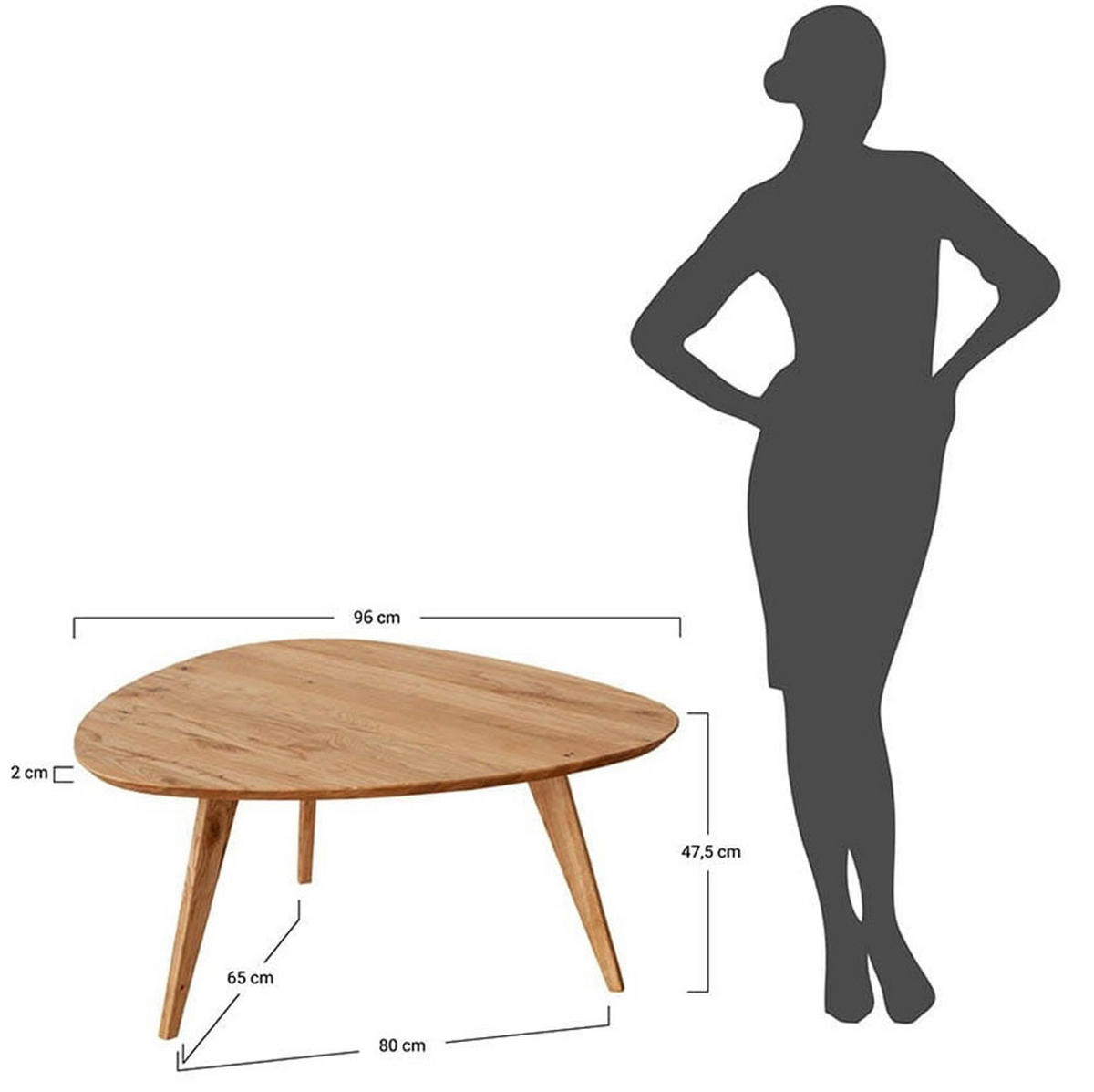 COUCHTISCH Orbetello Eiche Natur 96 / 95 / 50cm - Eichefarben, Holz (95/96/50cm) - Feldmann-Wohnen