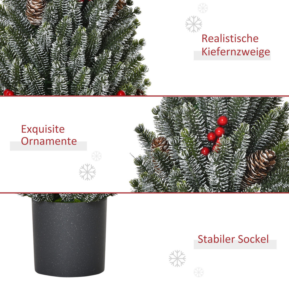 WEIHNACHTSBAUM, 47 cm, PE, PVC, Grün - Grün, Kunststoff (47cm) - HOMCOM