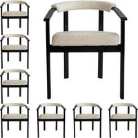 ESSZIMMERSTUHL KIRO 8er Set in Weiß Boucle mit schwarzen Buchenholzbeinen 56/55/73 cm - Schwarz/Weiß, Holz/Textil (58/72/47cm) - WFL GROUP