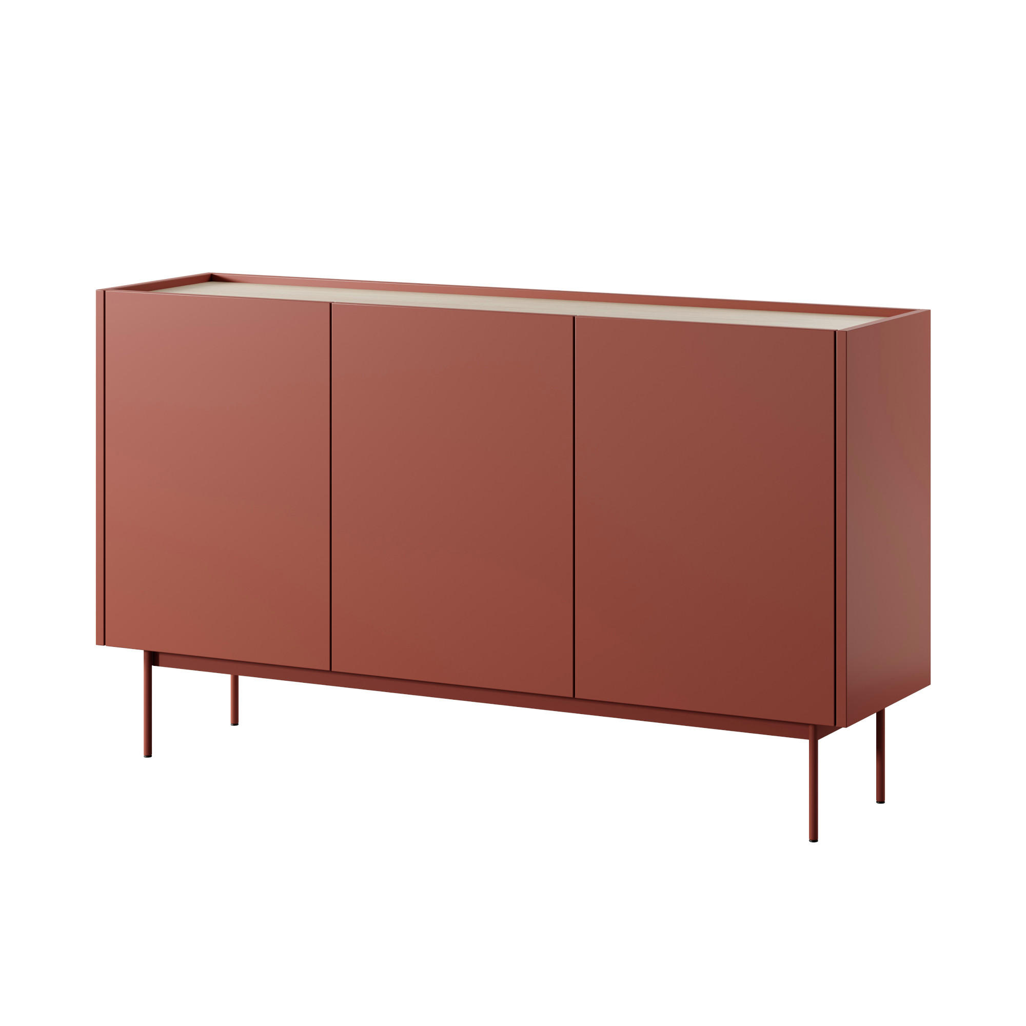SIDEBOARD KELOWNA KOM1-3D System der leisen Schließung der Fronten, Rot - Rot, Holzwerkstoff/Kunststoff (144/83/37cm) - Komodee